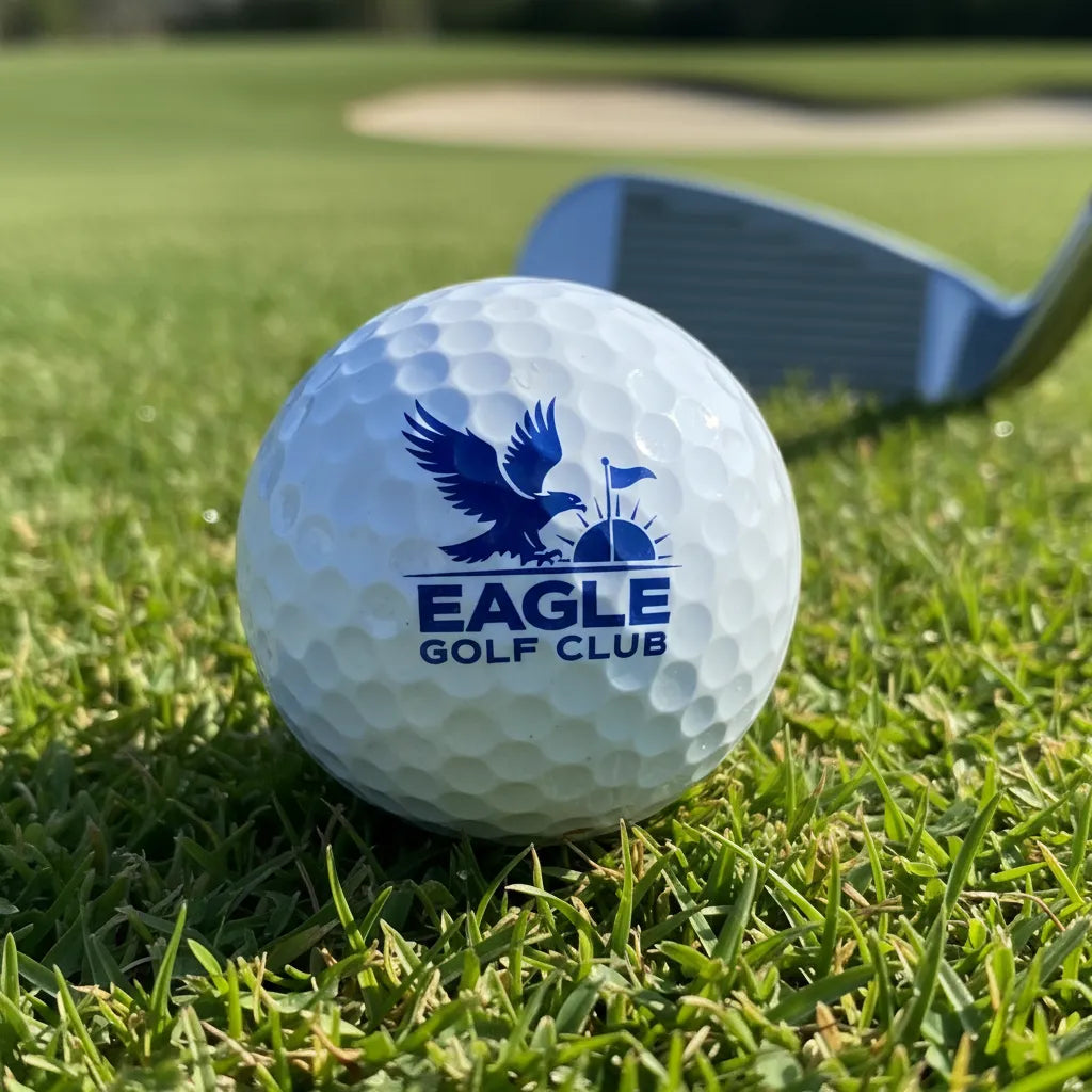 Custom logo golf stamp kit including double-ended stamper, 10ml free refill ink, and instructions.