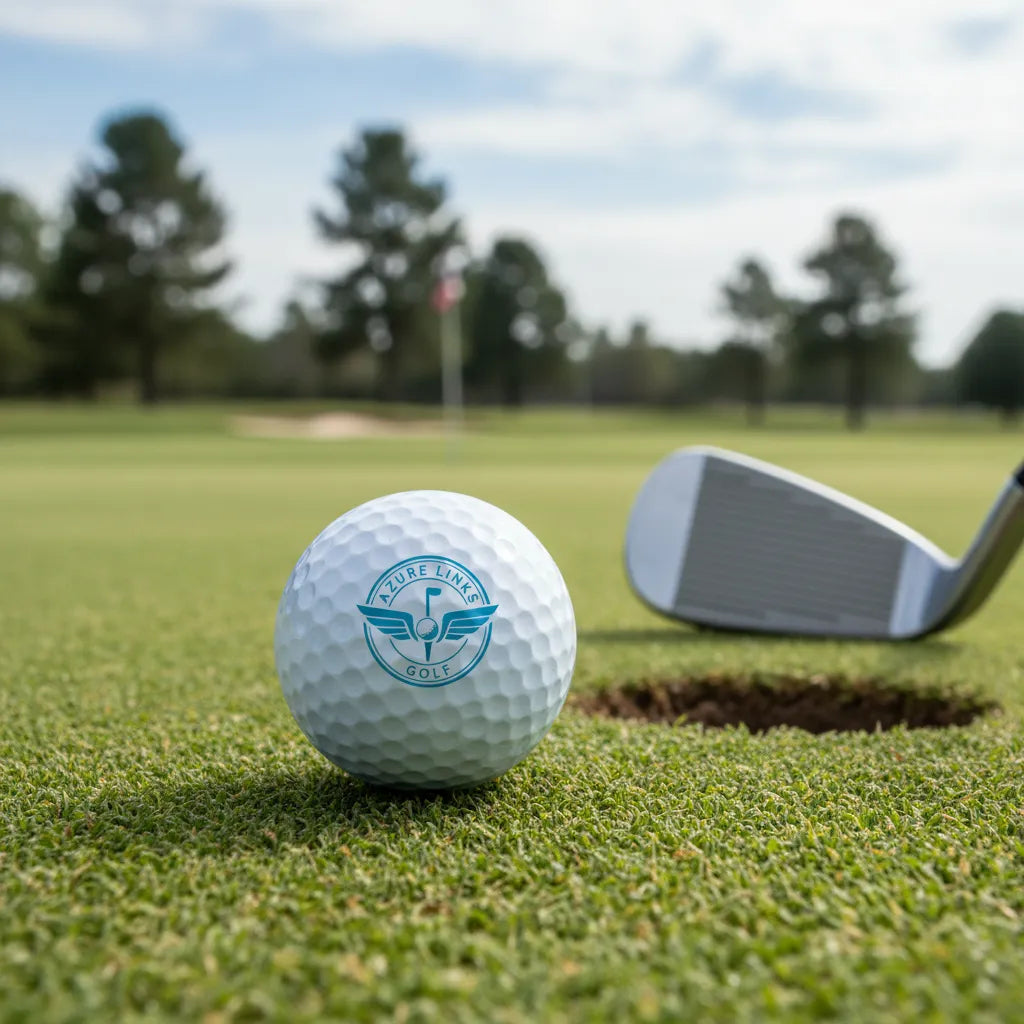 Hand applying custom stamp to golf ball using rocking motion for perfect imprint. Easy to use golf marking tool.